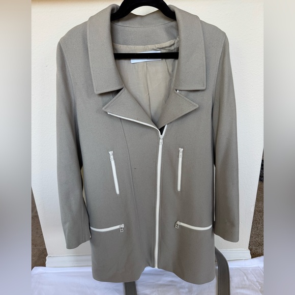 Cacharel 100% wool jacket / coat size 8 gray and white - Picture 3 of 11
